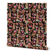 irish terrier floral fabric dog fabric - black