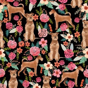 irish terrier floral fabric dog fabric - black