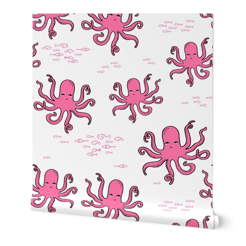 octopus fabric // pink octopus design andrea lauren design 