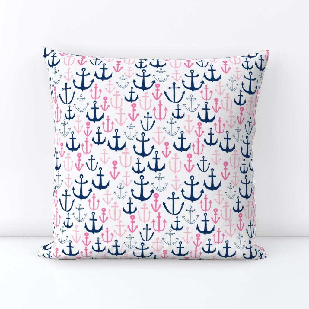 anchor fabric // nautical ocean fabric nursery baby design - pink