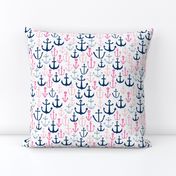 anchor fabric // nautical ocean fabric nursery baby design - pink