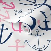 anchor fabric // nautical ocean fabric nursery baby design - pink