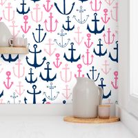 anchor fabric // nautical ocean fabric nursery baby design - pink