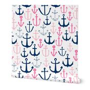 anchor fabric // nautical ocean fabric nursery baby design - pink