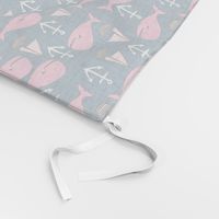 nautical whale fabric // navy and pink fabric nursery baby design anchors nautical