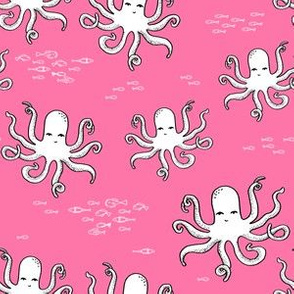 octopus fabric // ocean animals navy and pink fabric nursery baby design 