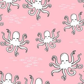 octopus fabric // ocean animals pink fabric nursery baby design 