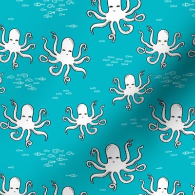 octopus fabric // ocean animals turquoise fabric nursery baby design 