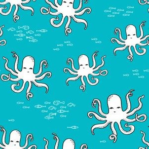 octopus fabric // ocean animals turquoise fabric nursery baby design 