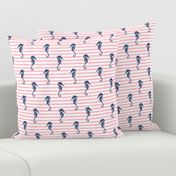 seahorse fabric // seahorse nautical summer ocean fabric nursery baby pink and navy fabric