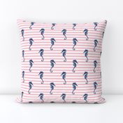 seahorse fabric // seahorse nautical summer ocean fabric nursery baby pink and navy fabric