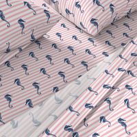 seahorse fabric // seahorse nautical summer ocean fabric nursery baby pink and navy fabric