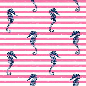 seahorse fabric // seahorse nautical summer ocean fabric nursery baby pink and navy fabric