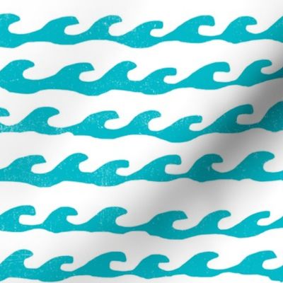 waves fabric // wave nursery fabric ocean water fabric - turquoise