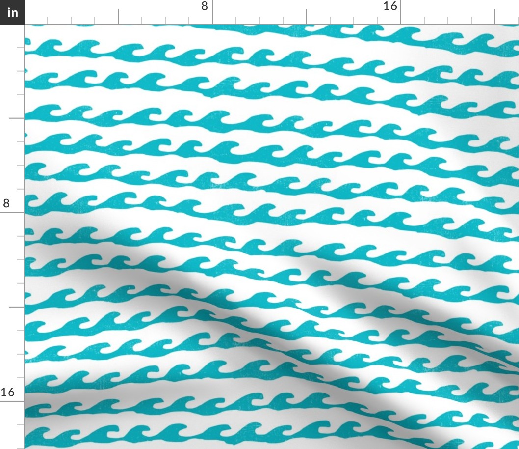 waves fabric // wave nursery fabric ocean water fabric - turquoise