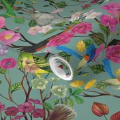 Birds and Blooms Chinoiserie {Duck Egg}