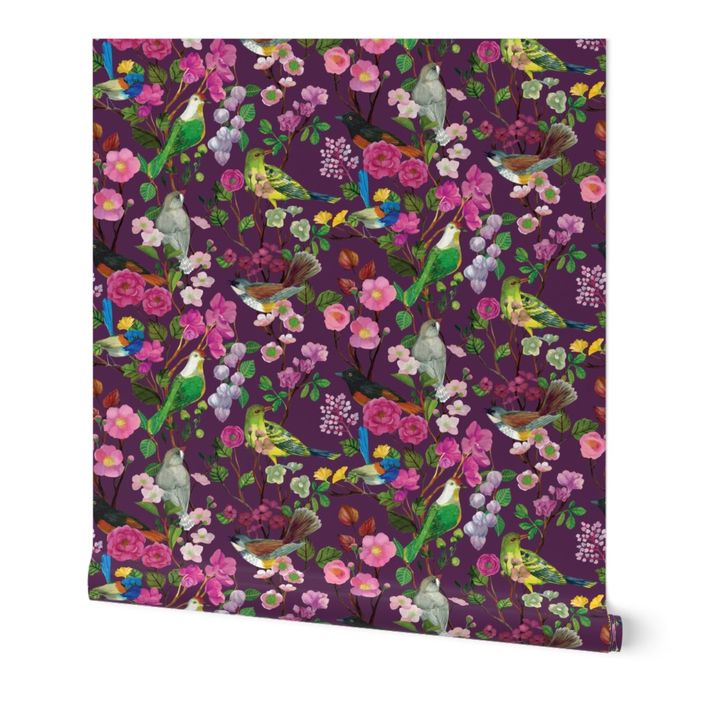 Birds and Blooms Chinoiserie {Plum}