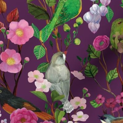 Birds and Blooms Chinoiserie {Plum}