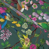 Birds and Blooms Chinoiserie {Grey Moss}