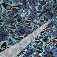 Blue blooms and black birds-floral-flowers-summer