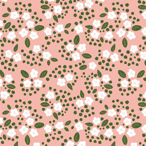 White ditsy floral on pink