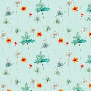 Meadow Floral Pale, Silver Aqua