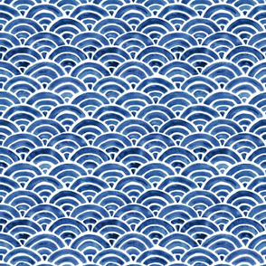 Seigaiha Blue Sea Waves - Navy