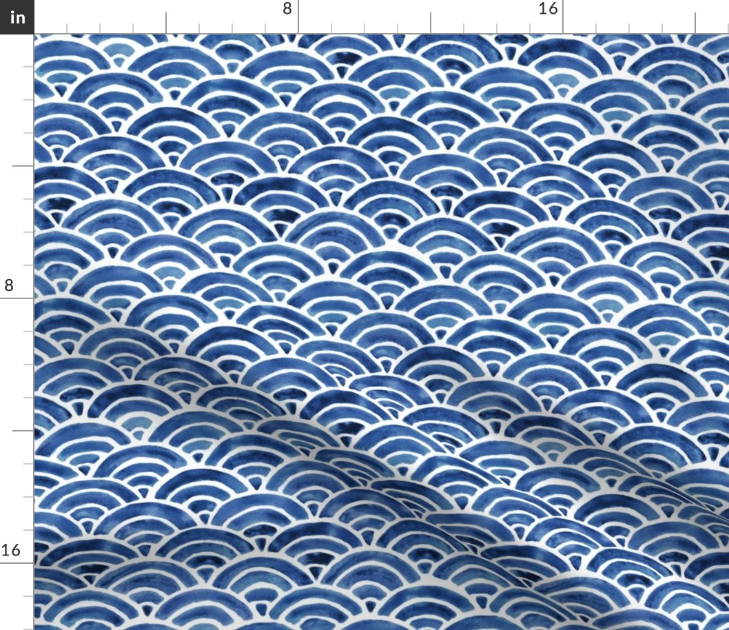 Seigaiha Blue Sea Waves - Navy