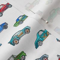 Extra Little Toy Cars in Watercolor on Clean White