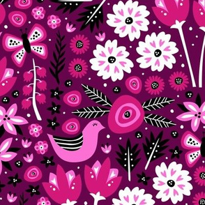 Birds and Blossoms (Pink)