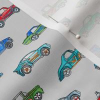 Extra Little Toy Cars in Watercolor on Grey