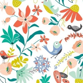 Gracie's Garden - Whimsical Bird Floral Regular