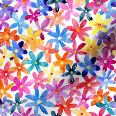 Multicolor watercolor flowers