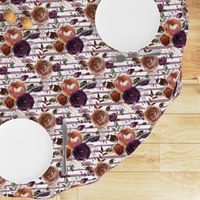Boho Plum and Butterum Florals on Soft Purple Stripes