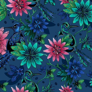 Birds and Blooms - Tropical Floral