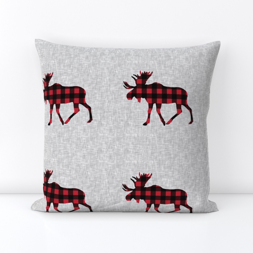 9" quilt block - Moose - buffalo plaid 