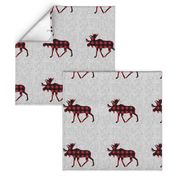 9" quilt block - Moose - buffalo plaid 