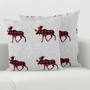 9" quilt block - Moose - buffalo plaid 