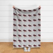 9" quilt block - Moose - buffalo plaid 