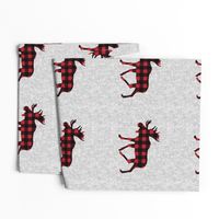 9" quilt block - Moose - buffalo plaid 