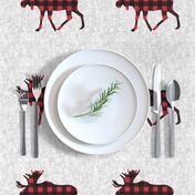 9" quilt block - Moose - buffalo plaid 