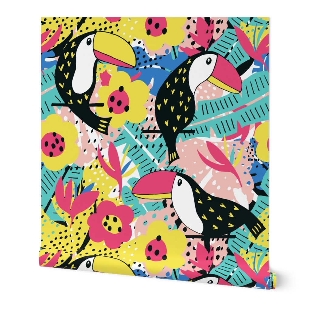 Toucan floral pattern