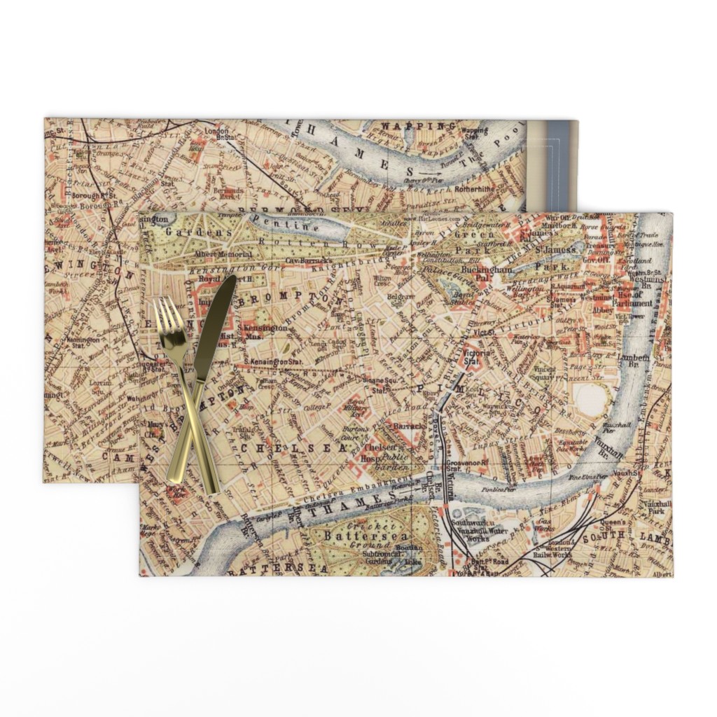 London vintage map, large (to be printed on 42" wide fabric)