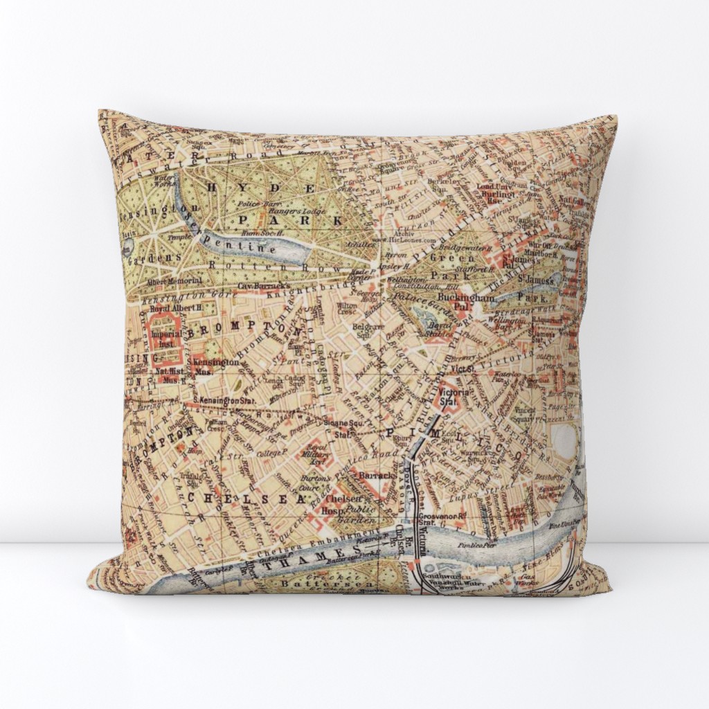 London vintage map, large (to be printed on 42" wide fabric)