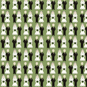 Bride & Groom in a row-green 110 141 74