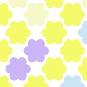 Bright yellow lilac pattern with retro flowers