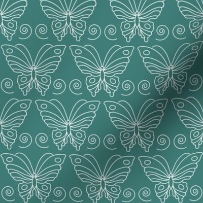 Butterfly-2 - white-lines on BLUEGREEN-175