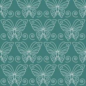 Butterfly-2 - white-lines on BLUEGREEN-175