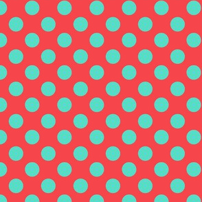 Orange and Aqua Polka Dot