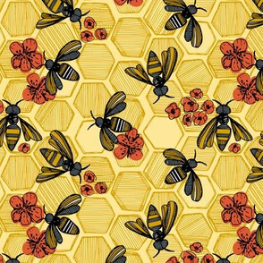 Honey Bee Hexagon Small Light Yellow